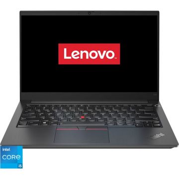 Laptop ultraportabil Lenovo Thinkpad E14 cu procesor Intel® Core™ i5-1135G7 pana la 4.20 GHz, 14, Full HD, 16GB, 512GB SSD, Intel UHD Graphics, Free DOS, Black