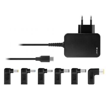Incarcator universal pentru laptop Tracer Prime, 65W, USB-C 7in1 (Negru)