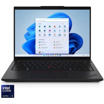 Lenovo Laptop Lenovo ThinkPad L14 Gen 5, Procesor Intel Core Ultra 5 125U, Display 14 WUXGA 1920x1200, Memorie RAM 16GB DDR5, Capacitate de stocare 512GB SSD, Placa video integrata Intel Graphics, No OS, Negru
