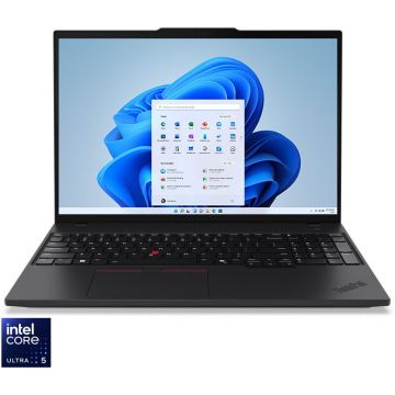 Lenovo Laptop Lenovo ThinkPad T16 Gen 3, Procesor Intel® Core™ Ultra 5 125U, Display 16 WUXGA 1920x1200, IPS, Memorie RAM 16 GB DDR5, Capacitate 512 GB SSD M.2, Placa video integrata Intel® Graphics, Windows 11 Pro, Negru