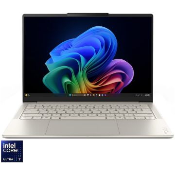 Lenovo Laptop Lenovo Yoga Slim 7 14ILL10, Procesor Intel® Core™ Ultra 7 258V pana la 4.8GHz, Display 14 2.8K WQXGA+, OLED, 120Hz, Memorie RAM 32GB LPDDR5x, Capacitate 1TB SSD M.2, Placa video integrata Intel® Arc™ Graphics 140V, Windows® 11 Home, Seashel