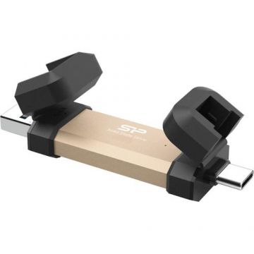 SSD Extern Silicon Power DS72, 1TB, USB-A / Type-C 3.2 (Negru/Auriu)