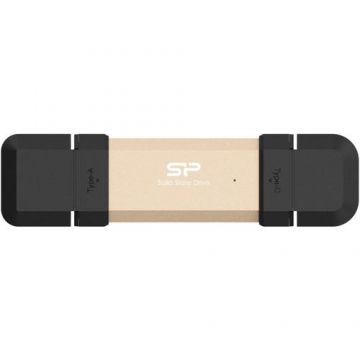 SSD Extern Silicon Power DS72, 500GB, USB-A / Type-C 3.2 (Negru/Auriu)