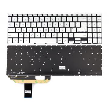Tastatura Argintie Asus VivoBook 15 X1502VA iluminata layout US fara rama enter mic Tastatura Argintie Asus VivoBook 15 X1502VA iluminata layout US fara rama enter mic