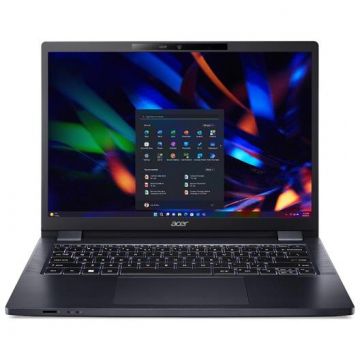 Acer Laptop Acer TravelMate P4 TMP414-53, WiFi 6E, Procesor Intel® Core™ i7-1335U, Display 14 WUXGA 1920x1200, Memorie RAM 16GB DDR4-SDRAM, Capacitate de stocare 1TB SSD, Placa video integrata Intel Iris Xe Graphics, Albastru