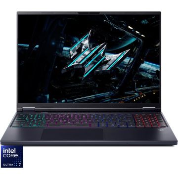 Acer Laptop pentru gaming Acer Predator Helios Neo 16 AI PHN16-73, Display 16'' WQXGA 2560 x 1600, IPS, Procesor Intel® Core™ Ultra 7 255HX, Memorie RAM 16GB DDR5, Capacitate de stocare 1TB SSD, Placa video dedicata nVidia GeForce RTX 5060 8GB GDDR7, Neg