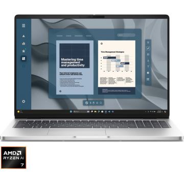 Dell Laptop DELL Pro 16 PC16255, Display 16'' FHD+ 1920 x 1200, Procesor AMD Ryzen™ Al 7 350, Memorie RAM 16GB DDR5, Capacitate de stocare 512GB SSD, Placa video integrata AMD Radeon 860M, Windows 11 Pro, Argintiu