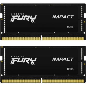 Kingston Memorie RAM Kingston FURY Impact, Capacitate 32GB, DDR5, Frecventa 5600MHz, Latenta CL40, 1.1 V, Dual Channel Kit                        KS DDR5 32GB 5600MHZ KF556S40IBK2-32
