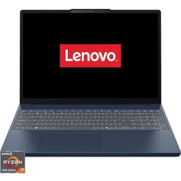 Lenovo Laptop Lenovo IdeaPad Slim 3 15ARP10, Display 15.3'' WUXGA 1920 x 1200, IPS, Procesor AMD Ryzen™ 7 7735HS, Memorie RAM 16GB DDR5, Capacitate de stocare 512GB SSD, Placa video integrata AMD Radeon 680M, No OS, Albastru