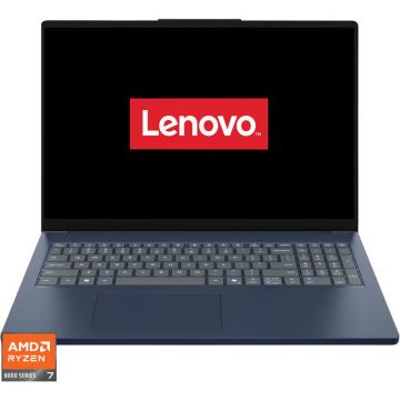 Lenovo Laptop Lenovo IdeaPad Slim 3 16AHP10, Display 16'' WUXGA 1920 x 1200, IPS, Procesor AMD Ryzen™ 7 8840HS, Memorie RAM 24GB DDR5, Capacitate de stocare 1TB SSD, Placa video integrata AMD Radeon 780M, No OS, Albastru