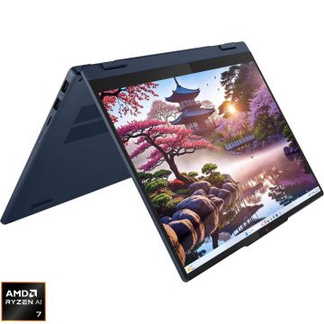 Laptop Lenovo 14'' IdeaPad 5 2-in-1 14AKP10, WUXGA OLED Touch, Procesor AMD Ryzen™ Al 7 350 (16M Cache, up to 5.0 GHz), 24GB LPDDR5X, 1TB SSD, AMD Radeon 860M, No OS, Cosmic Blue