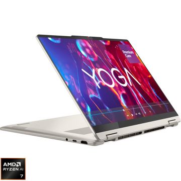 Laptop Lenovo 14'' Yoga 7 2-in-1 14AKP10, 2.8K OLED 120Hz Touch, Procesor AMD Ryzen™ Al 7 350 (16M Cache, up to 5.0 GHz), 24GB LPDDR5X, 1TB SSD, AMD Radeon 860M, Win 11 Home, Seashell, 3Yr Onsite Premium Care