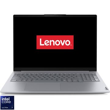 Laptop Lenovo 16'' ThinkBook 16 G8 IAL, WUXGA IPS, Procesor Intel® Core™ Ultra 7 255H (24M Cache, up to 5.10 GHz), 16GB DDR5, 512GB SSD, Intel Integrated Graphics, No OS, Arctic Grey