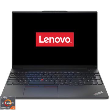 Laptop Lenovo 16'' ThinkPad E16 Gen 2, WUXGA IPS, Procesor AMD Ryzen™ 7 7735HS (16M Cache, up to 4.75 GHz), 16GB DDR5, 512GB SSD, AMD Radeon 680M, No OS, Black