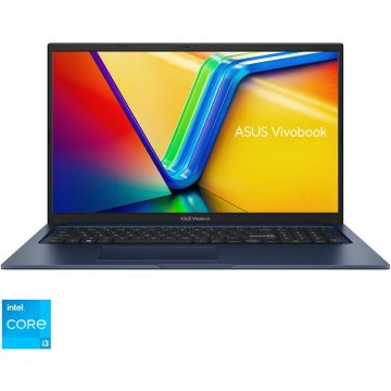 Asus Laptop ASUS Vivobook 17 X1704VA, Display 17.3'' FHD 1920x1080, Procesor Intel® Core™ i3-1315U, Memorie RAM 8GB DDR4, Capacitate de stocare 512GB SSD, Placa video integrata Intel Graphics, NO OS, Albastru