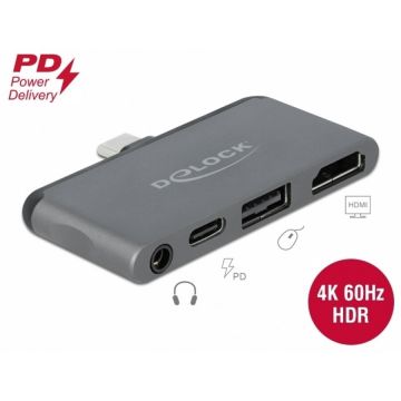 Delock Docking station pentru iPad Pro USB-C la HDMI 4K@60Hz/USB-A/jack audio 3.5mm 4 pini, Delock 87751