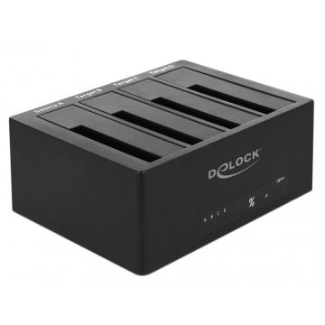 Delock Docking Station USB 3.0 pentru 4 x HDD/SSD SATA 2.5+3.5 + Functie Clona, Delock 64063