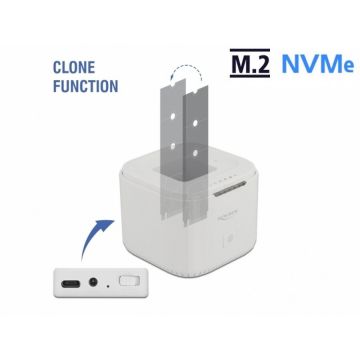 Delock Docking station USB 3.2-C Gen 2 pentru 2 x M.2 NVMe PCIe SSD cu functie de clona, Delock 63331