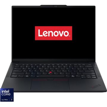 Lenovo Laptop Lenovo ThinkPad E14 Gen 7, Display 14'' WUXGA (1920x1200), IPS, Procesor Intel® Core™ Ultra 7 255H, Memorie RAM 16GB DDR5, Capacitate de stocare 1TB SSD, Placa video integrata Intel Arc Graphics, No OS, Negru