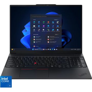 Lenovo Laptop LENOVO ThinkPad E16 G3, Intel Core 5 210H, 16 inch WUXGA, 16GB RAM DDR5, 512GB SSD,  Intel Graphics, Windows 11 Pro, Negru