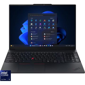 Lenovo Laptop Lenovo ThinkPad E16 Gen 3, Display 16'' WUXGA 1920x1200, IPS, Procesor Intel® Core™ Ultra 5 225U, Memorie RAM 16GB DDR5, Capacitate de stocare 1TB SSD, Placa video integrata Intel Graphics, Windows 11 Pro, Negru