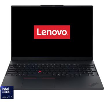 Lenovo Laptop Lenovo ThinkPad E16 Gen 3, Display 16'' WUXGA 1920x1200, IPS, Procesor Intel® Core™ Ultra 5 225U, Memorie RAM 16GB DDR5, Capacitate de stocare 512GB SSD, Placa video integrata Intel Graphics, No OS, Negru