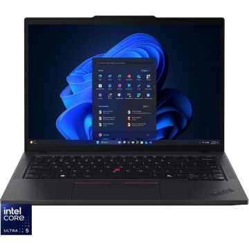 Lenovo Laptop Lenovo ThinkPad T14 Gen 6, Display 14'' WUXGA 1920x1200, IPS, Procesor Intel® Core™ Ultra 5 225U, Memorie RAM 32GB DDR5, Capacitate de stocare 512GB SSD, Placa video integrata Intel Graphics, Windows 11 Pro, Negru