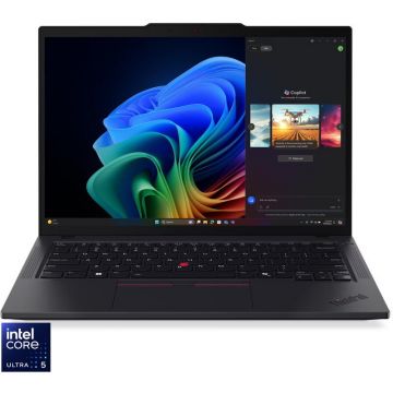 Lenovo Laptop Lenovo ThinkPad T14 Gen 6, Display 14'' WUXGA 1920x1200, IPS, Procesor Intel® Core™ Ultra 5 228V, Memorie RAM 32GB LPDDR5x, Capacitate de stocare 1TB SSD, Placa video integrata Intel® Arc™ Graphics, Windows 11 Pro, Negru