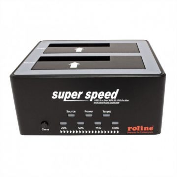 Roline Docking station HDD SATA 2.5+3.5 USB 3.0 cu functia HD Copy, Roline 16.01.4122