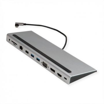 Value Docking station USB 3.2 Gen1 type C la HDMI/DP 4K/VGA/USB/Card Reader/PD/LAN/Audio, Value 12.99.1117