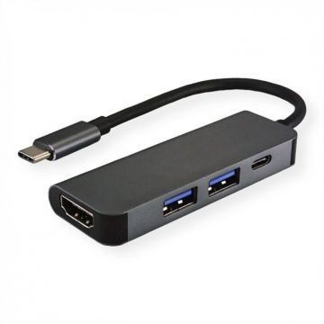Value Docking Station USB-C la HDMI 4K, 2 x USB 3.0, 1 x USB-C PD, Value 12.99.1042