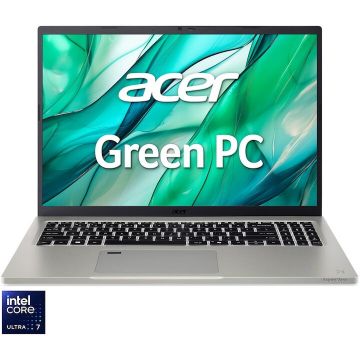 Acer Laptop Acer Aspire Vero 16 AV16-51P-70Z2, Procesor Intel® Core™ Ultra 7-155U, Display 16 WQXGA (1920x1200), IPS, Memorie RAM 16GB LPDDR5x, Capacitate 1TB SSD, Placa video integrata Intel® Graphics, Windows 11 Home, Cobblestone Gray