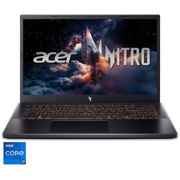 Acer Laptop Acer Nitro V 15 ANV15-52-7186, Procesor Intel® Core™ i7-13620H, Display 15.6 Full HD (1920x1080), IPS, 165Hz, Memorie RAM 16GB DDR4, Capacitate 1TB SSD, Placa video dedicata NVIDIA® GeForce RTX™ 5060 8GB GDDR7, No OS, Obsidian Black
