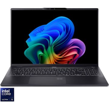 Acer Laptop Acer Swift 16 AI OLED SF16-51-54HU, Procesor Intel® Core™ Ultra 5 226V, Display 16 WQXGA+ (2880 x 1800), OLED, 120Hz, Memorie RAM 16GB LPDDR5X, Capacitate 1TB SSD, Placa video integrata Intel® Arc™ Graphics 130V, Windows 11 Home, Ice Black