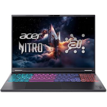 Acer Laptop Gaming Acer Nitro 16S AI AN16S-61-R7LG cu procesor AMD Ryzen™ AI 9 365, Display 16 WUXGA (1920x1200), IPS, 180Hz, Memorie RAM 32GB DDR5, Capacitate 1TB SSD, Placa video dedicata NVIDIA® GeForce RTX™ 5060 8GB GDDR7, No OS, Obsidian Black