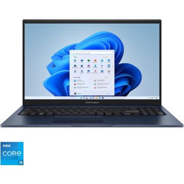 Asus Laptop ASUS Vivobook 15 A1502VA, Procesor Intel® Core™ i5-13420H, Display 15.6'' Full HD (1920x1080), IPS, Memorie RAM 16GB DDR4, Capacitate 512GB SSD, Placa video integrata Intel® UHD Graphics, Windows 11 Home, Quiet Blue