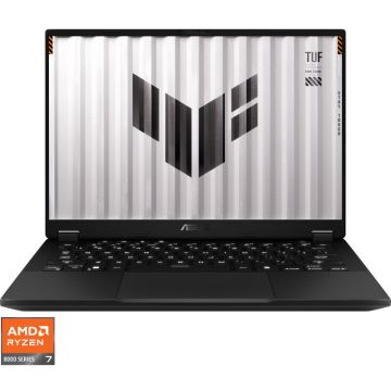 Asus Laptop Gaming ASUS TUF A14 FA401UU, Procesor AMD Ryzen™ 7 8845HS, Display 14, 2.5K (2560 x 1600), IPS, Memorie RAM 16GB LPDDR5x, Capacitate de stocare 512GB SSD, Placa video dedicata NVIDIA® GeForce RTX™ 4050 6GB GDDR6, No OS, Jaeger Gray