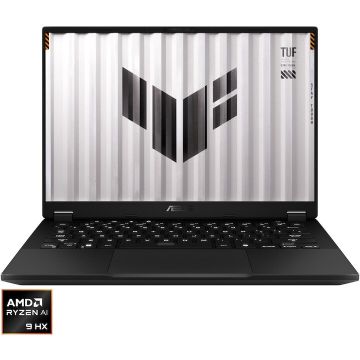 Asus Laptop Gaming ASUS TUF A14 FA401WU cu procesor AMD Ryzen™ AI 9 HX 370, Display 14 2.5K (2560 x 1600), IPS, 165Hz, Memorie RAM 16GB LPDDR5X, Capacitate 1TB SSD, Placa video dedicata NVIDIA® GeForce RTX™ 4050 6GB GDDR6, No OS, Jaeger Gray
