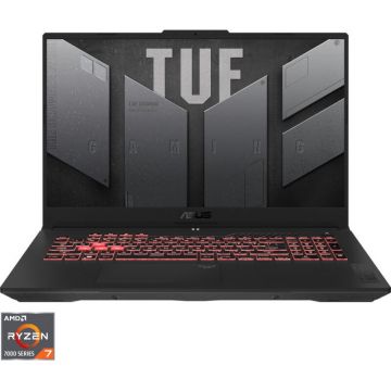 Asus Laptop Gaming ASUS TUF A17 FA707NUG, Display 17.3'' FHD (1920 x 1080), Procesor AMD Ryzen™ 7 7445HS, Memorie RAM 16GB DDR5, Capacitate de stocare 2TB SSD, Placa video dedicata NVIDIA GeForce RTX 4050 6GB, No OS, Gri