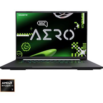 Gigabyte Laptop Gaming GIGABYTE AERO X16 1VH, Display 16 WQXGA (2560 x 1600), Procesor AMD Ryzen™ Al 7 350, Memorie RAM 16GB DDR5, Capacitate de stocare 1TB SSD, Placa video dedicata NVIDIA GeForce RTX 5060 8GB, Windows 11 Home, Gri