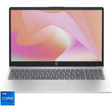 HP Laptop HP 15-fd0015nq, 15.6 inch, Full HD, Procesor Intel® Core™ i7-1355U, 16GB DDR4, 1TB SSD, Intel Iris Xe Graphics, Free DOS, Argintiu