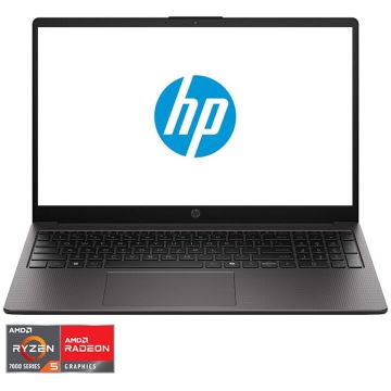 HP Laptop HP 255R G10, Procesor AMD Ryzen™ 5 7535U, Display 15.6 Full HD (1920x1080), Memorie RAM 8GB DDR5, Capacitate 512GB SSD, Placa video integrata AMD Radeon™ 660M Graphics, No OS, Dark ash silver
