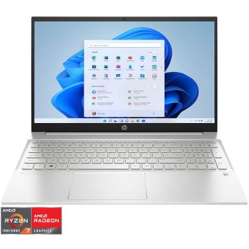 HP Laptop HP Pavilion 15-eh3001nq, Procesor AMD Ryzen™ 7 7730U, 15.6'' Full HD (1920x1080), IPS, Memorie RAM 16GB DDR4, Capacitate 512GB SSD, Placa grafica integrata AMD Radeon™ Graphics, Windows 11 Home, Silver