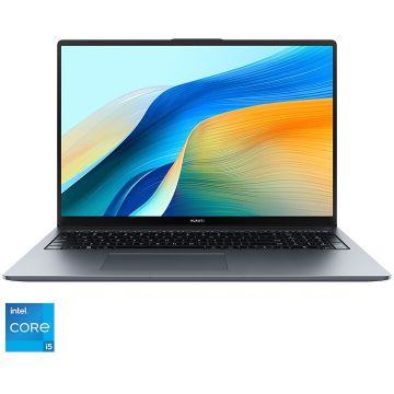Huawei Laptop Huawei MateBook D 16, Procesor Intel ® Core™ i5-12450H, Display 16 WUXGA (1920 x 1200), IPS, Memorie RAM 16GB DDR4, Capacitate 512GB SSD, Placa video integrata Intel® UHD Graphics, Windows 11 Home , Space Gray