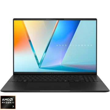 Laptop ASUS 16'' Vivobook S 16 OLED M5606KA, FHD+, Procesor AMD Ryzen™ Al 7 350 (16M Cache, up to 5.0 GHz), 24GB LPDDR5X, 1TB SSD, AMD Radeon 860M, No OS, Neutral Black Laptop ASUS 16'' Vivobook S 16 OLED M5606KA, FHD+, Procesor AMD Ryzen™ Al 7 350 (16M Cache, up to 5.0 GHz), 24GB LPDDR5X, 1TB SSD, AMD Radeon 860M, No OS, Neutral Black