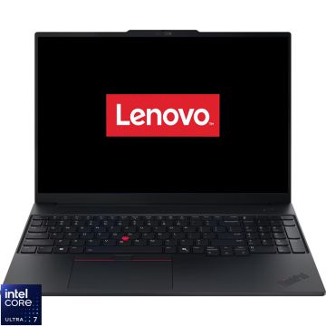 Laptop Lenovo 16'' ThinkPad E16 Gen 3, WUXGA IPS, Procesor Intel® Core™ Ultra 7 255H (24M Cache, up to 5.10 GHz), 16GB DDR5, 1TB SSD, Intel Integrated Graphics, No OS, Black Laptop Lenovo 16'' ThinkPad E16 Gen 3, WUXGA IPS, Procesor Intel® Core™ Ultra 7 255H (24M Cache, up to 5.10 GHz), 16GB DDR5, 1TB SSD, Intel Integrated Graphics, No OS, Black