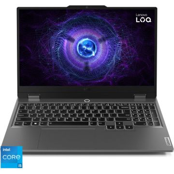 Lenovo Laptop Gaming Lenovo LOQ 15IAX9 cu procesor Intel® Core™ i5-12600HX, Display 15.6 Full HD (1920x1080), IPS, 144Hz, Memorie RAM 24GB DDR5, Capacitate 512GB SSD, Placa video dedicata NVIDIA® GeForce RTX™ 3050 6GB GDDR6, No OS, Luna Grey