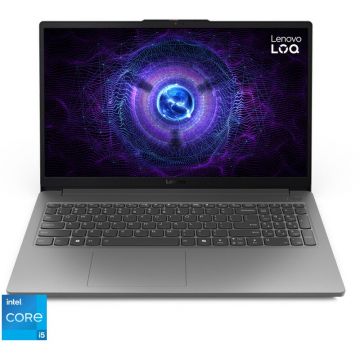 Lenovo Laptop Gaming Lenovo LOQ 15IAX9E, Procesor Intel® Core™ i5-12450HX, Display 15.6 Full HD (1920x1080), IPS, 144Hz, Memorie RAM 16GB DDR5, Capacitate 1TB SSD, Placa video dedicata NVIDIA® GeForce RTX™ 2050 4GB GDDR6, No OS, Luna Grey