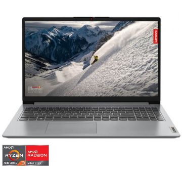 Lenovo Laptop Lenovo IdeaPad 1 15AMN7, Procesor AMD Ryzen™ 3 7320U, Display 15.6 Full HD (1920x1080), Memorie RAM 8GB LPDDR5, Capacitate 256GB SSD, Placa video integrata AMD Radeon™ 610M Graphics, No OS, Cloud Grey