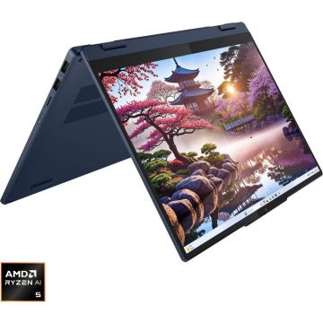 Lenovo Laptop Lenovo IdeaPad 5 2-in-1 14AKP10, Procesor AMD Ryzen™ AI 5 340, Display 14 WUXGA (1920x1200), OLED, Touch, Memorie RAM 16GB LPDDR5x, Capacitate 1TB SSD, Placa video integrata AMD Radeon™ 840M Graphics, No OS, Cosmic Blue